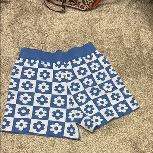 Amazon High Waist Blue and White floral Shorts